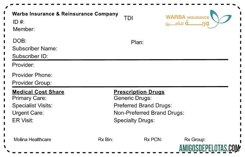 Cartão de seguro saúde do Kuwait modelo